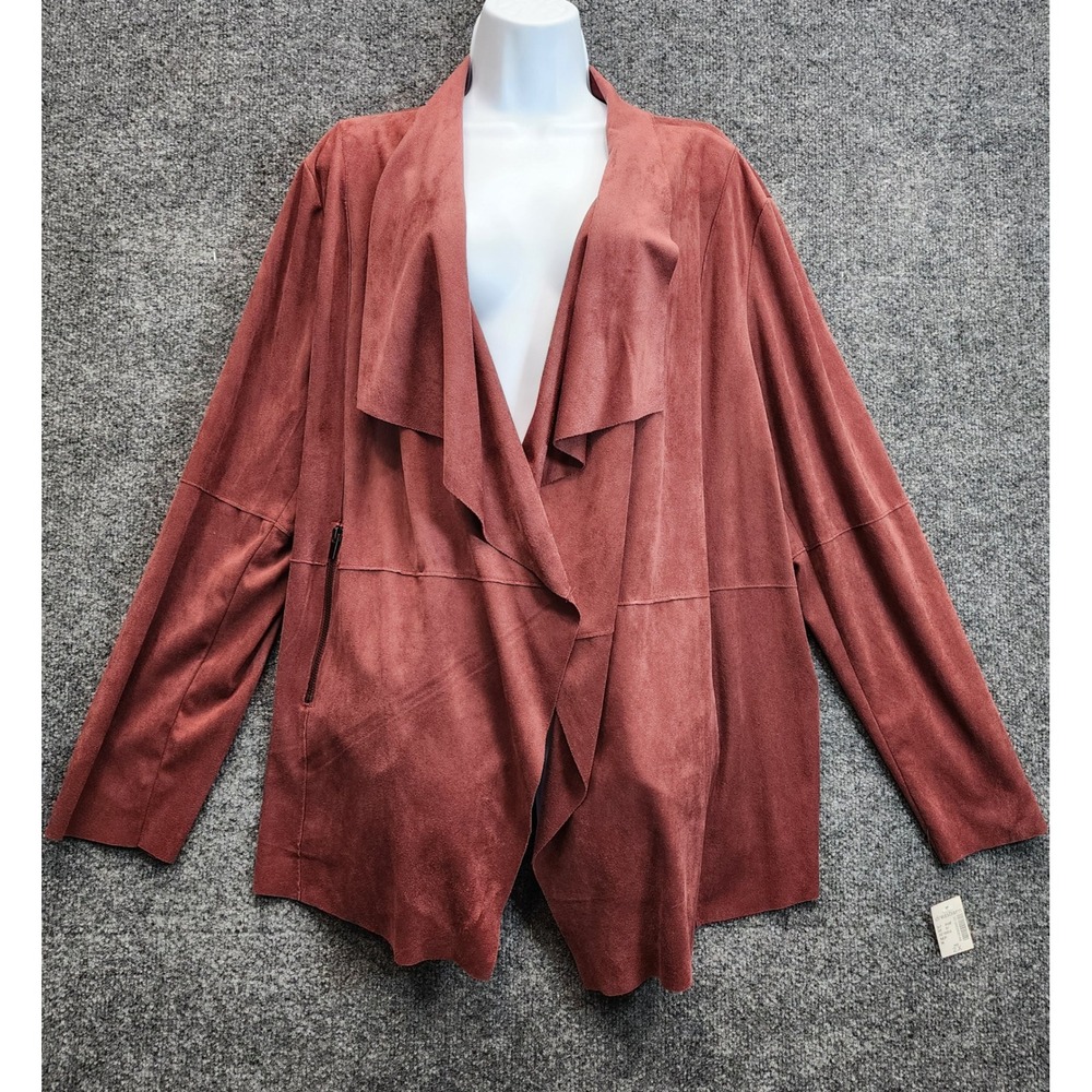 NWT Dressbarn Women's Faux Suede Drape Front Jacket Boho Workwear Plus Size 2X